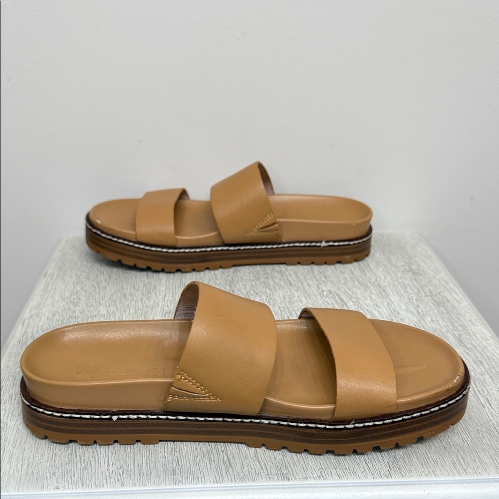 Madewell Size 6 The Charley Double-Strap Slide Camel Leather Sandals - Picture 8 of 11